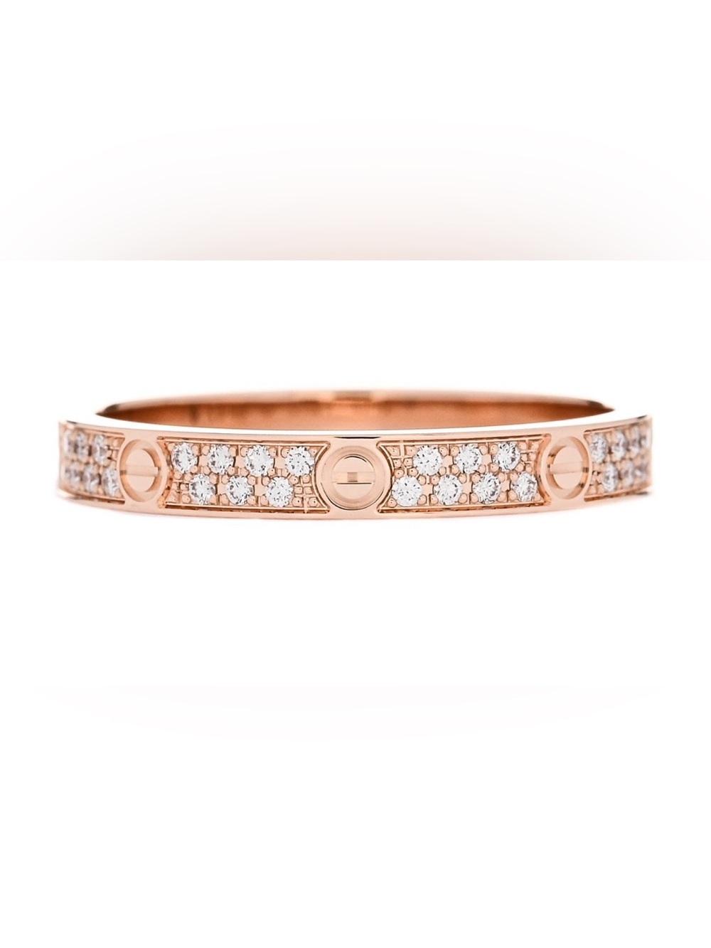 Cartier LOVE 18K Pink Gold Diamond 2.6mm Paved Band Ring 50 5.25 - Picture 8 of 10